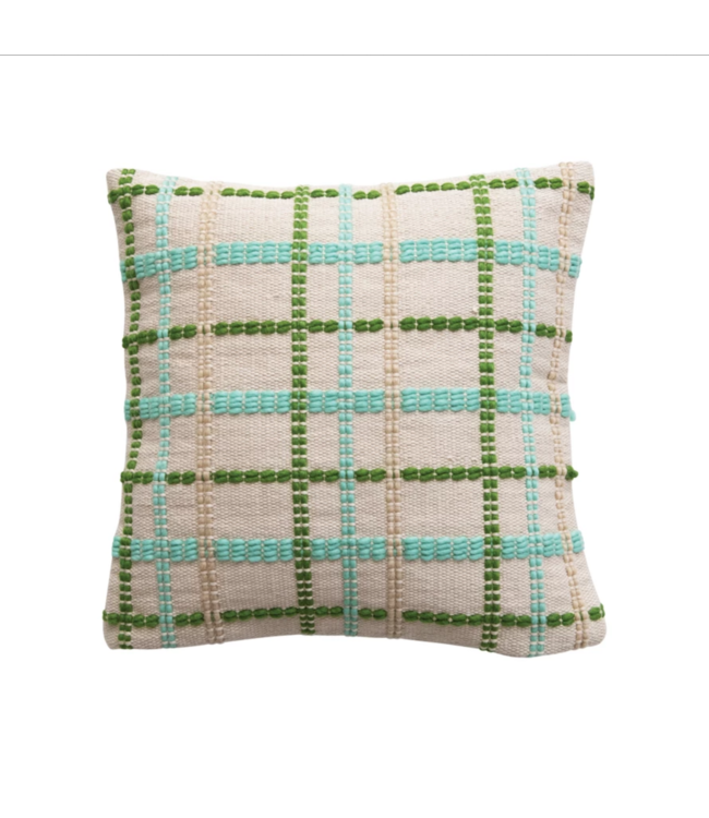 Creative Co-Op Woven Cotton & Wool Pillow with Grid Pattern, Multi Color Plaid