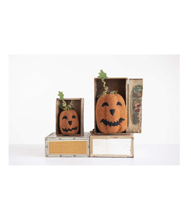 Creative Co-Op Felt Jack-O-Lantern, Orange Color