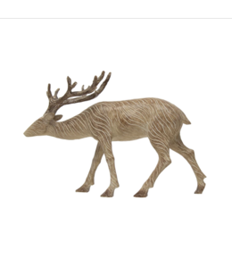 Creative Co-Op Resin Standing Deer, Whitewashed Wood Finish