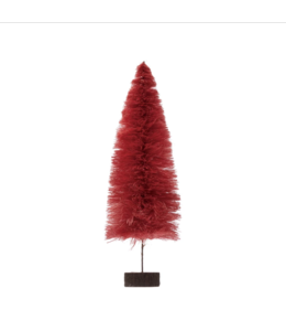 Creative Co-Op Sisal Bottle Brush Tree with Wood Slice Base, Berry Color