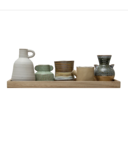 Creative Co-Op Mango Wood Tray w/ 3 Vases & 2 Planters, Set of 6