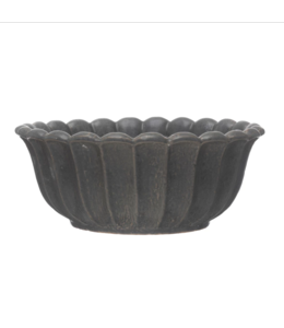 Creative Co-Op Stoneware Flower Shaped Bowl- Black