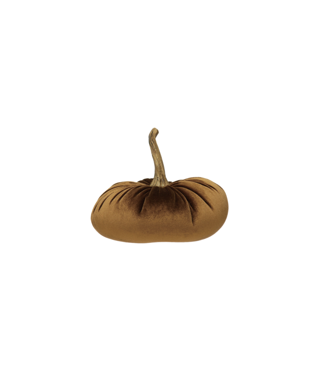 Creative Co-Op Velvet Pumpkin with Resin Stem, Brown