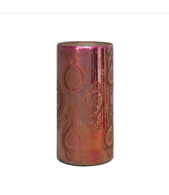 Creative Co-Op Etched Mercury Glass Vase, Pink and Gold Finish