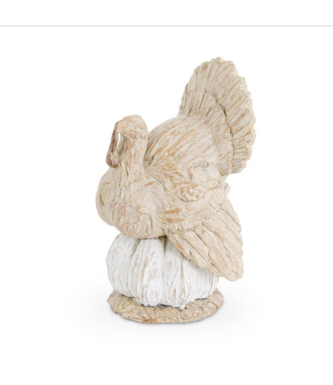 K&K Interiors Cream Resin Turkey on White Pumpkin