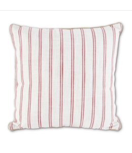 K&K Interiors Cream w/Red Stripe Square Pillow