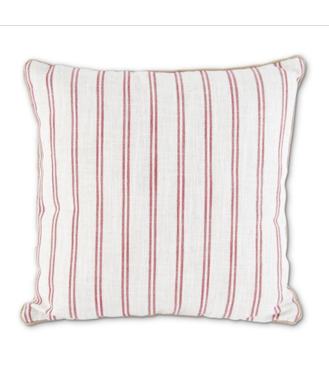 K&K Interiors Cream w/Red Stripe Square Pillow