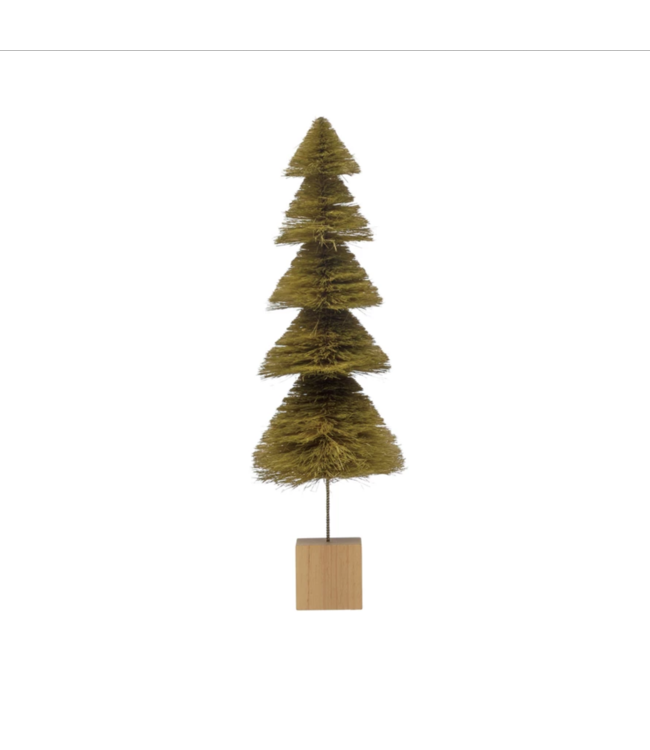 Creative Co-Op Sisal Bottle Brush Tree with Wood Base, Green Ombre- Large