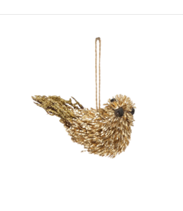 Creative Co-Op Plastic and Twig Bird Ornament, Gold Finish