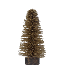 Creative Co-Op Sisal Bottle Brush Tree with Glitter and Wood Slice Base