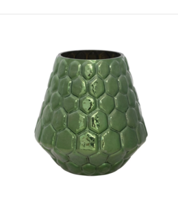 Creative Co-Op Embossed Mercury Glass Candle Holder, Green Finish