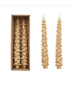 Creative Co-Op Gold Unscented Tree Shaped Taper Candles, Set of 2