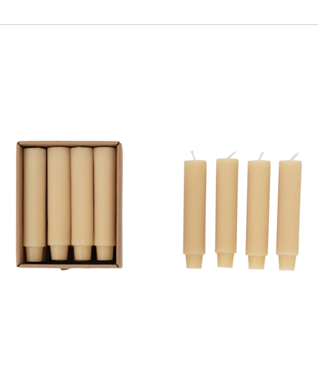 Creative Co-Op Small Unscented Pleated Taper Candles In Box- Set of 12