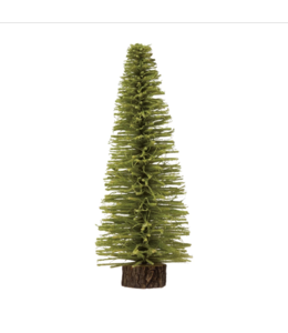 Creative Co-Op Sisal Bottle Brush Tree with Wood Slice Base, Chartreuse