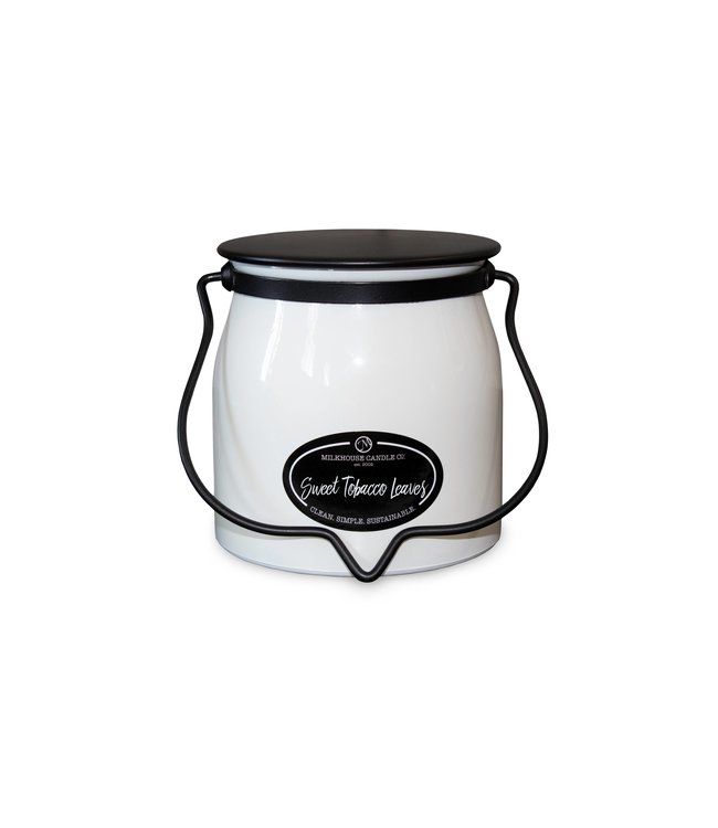 Milkhouse Candle Company Butter Jar 16 oz: Sweet Tobacco Leaves