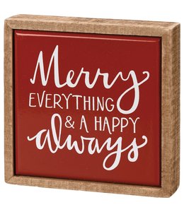 Primitives By Kathy Box Sign Mini - Merry Everything & A Happy Always