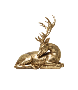 Creative Co-Op Resin Lying Deer, Gold Finish