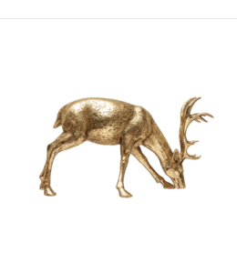 Creative Co-Op Resin Bowing Deer, Gold Finish