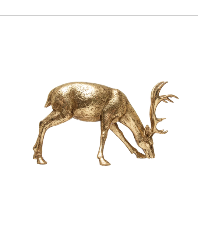 Creative Co-Op Resin Bowing Deer, Gold Finish