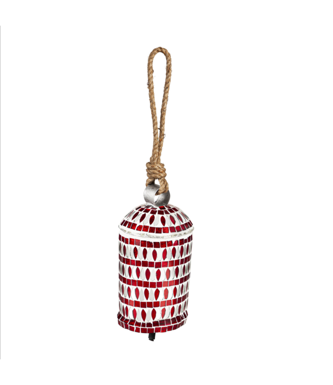 Evergreen Red Mosaic Glass Bell Chime