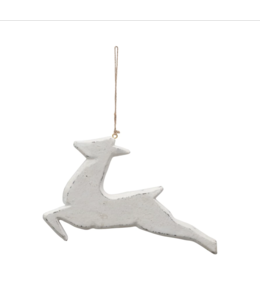 Creative Co-Op Handmade Paper Mache Deer Ornament, White