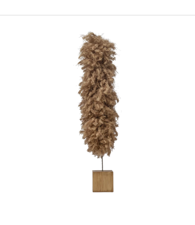 Creative Co-Op Fabric Yarn Tree with Wood Base, Tan Color