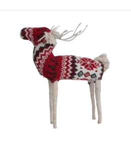 Creative Co-Op Large Cotton Knit and Wire Reindeer