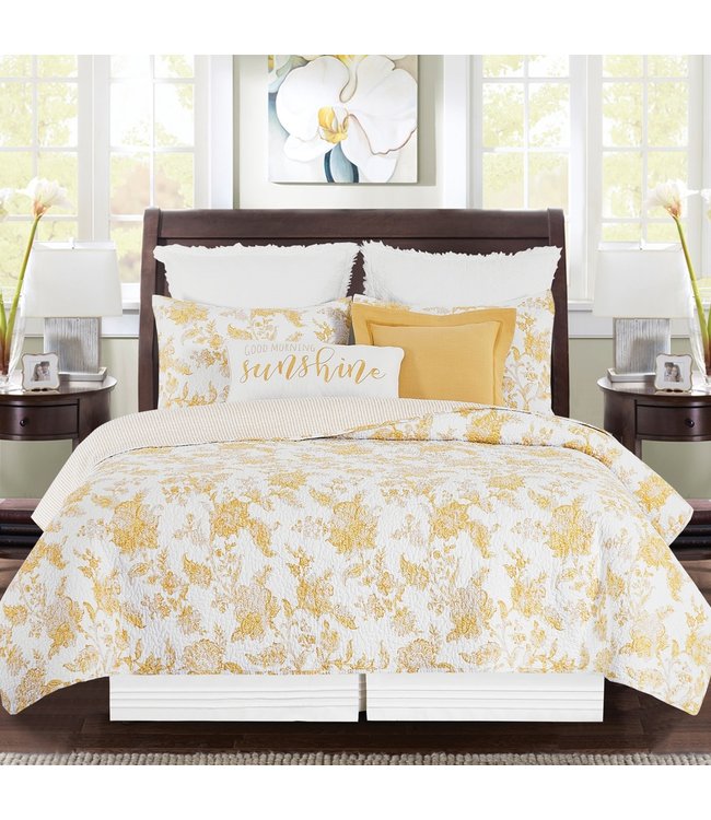 C&F Home Miriam Quilt Set- Yellow- Queen