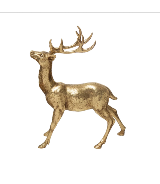 Creative Co-Op Resin Standing Deer, Gold Finish