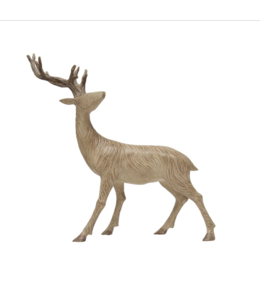 Creative Co-Op Resin Standing Deer, Whitewashed Wood Finish