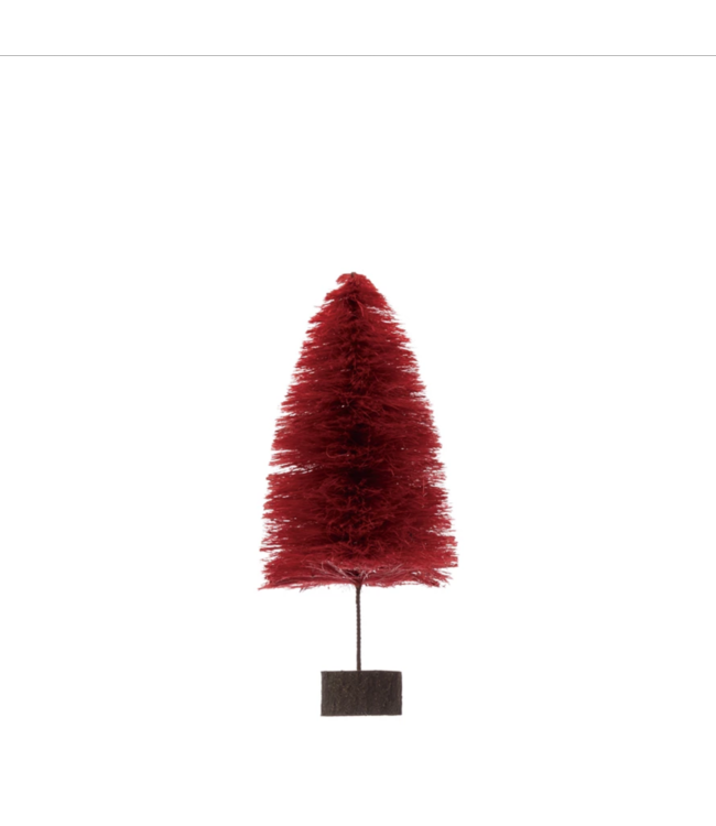 Creative Co-Op Bottle Brush Tree with Wood Slice Base, Berry Color