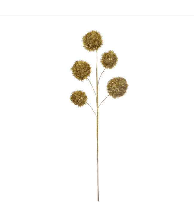 Creative Co-Op Tinsel Ball Pick, Gold Finish