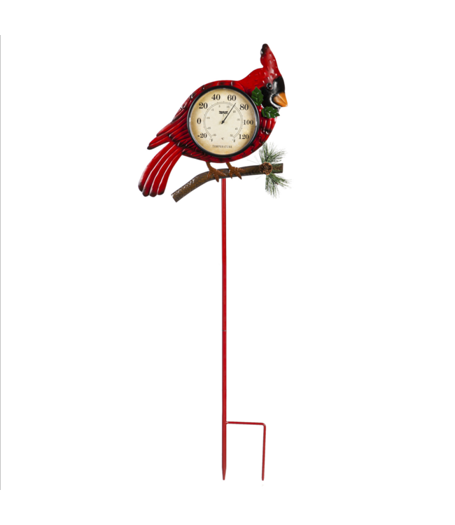 Evergreen Cardinal Thermometer with Snow Gauge