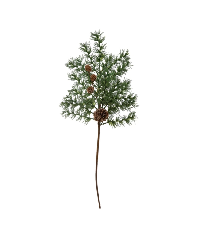 Creative Co-Op Faux Blue Atlas Cedar Stem with Pinecones, Green