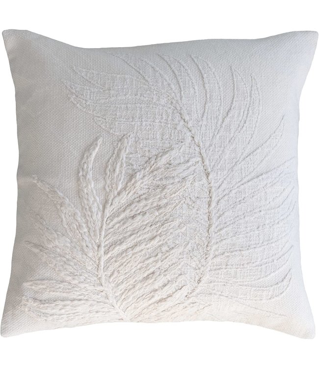 Creative Co-Op Cotton Botanical Embroidery, Natural Pillow Covers, 20" L x 20" W x 1" H