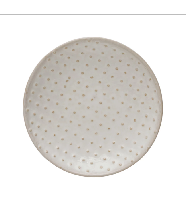 Bloomingville Embossed Stoneware Hobnail Plate, Reactive Glaze