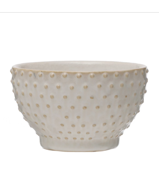 Bloomingville Embossed Stoneware Hobnail Bowl, Reactive Glaze