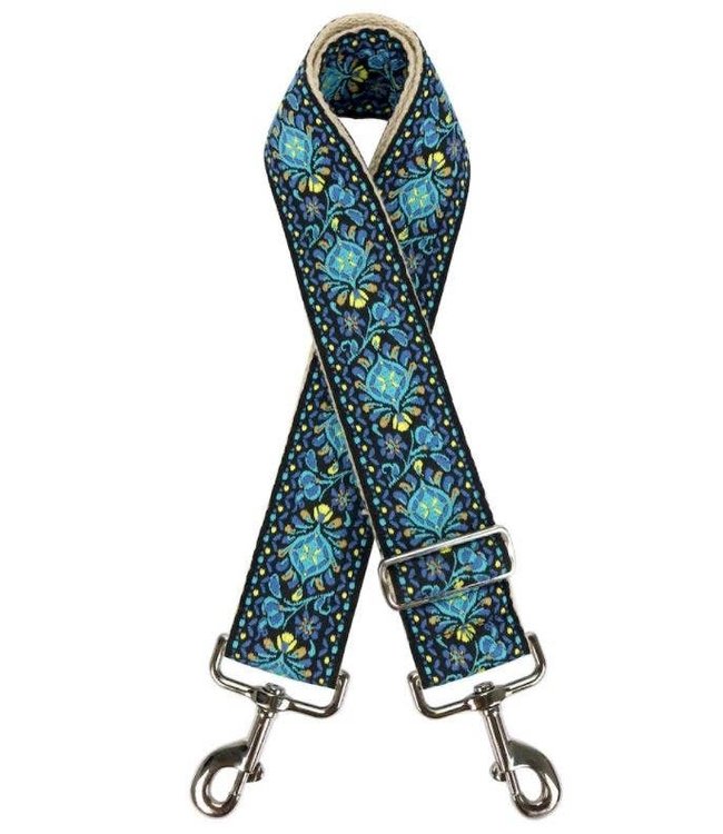 Thomas & Lee Company Blue Yellow Purple Embroidered "Guitar" Bag Strap