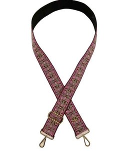 Thomas & Lee Company Pink and Burgundy Embroidered "Guitar" Bag Strap