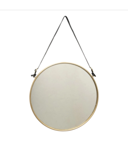 Creative Co-Op Gold Hanging Wall Mirror with Buckle Strap