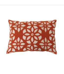 Creative Co-Op Cotton Lumbar Pillow with Embroidery