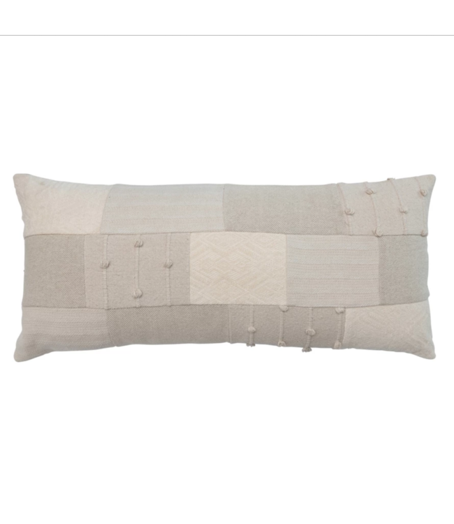 Creative Co-Op Cotton Patchwork Lumbar Pillow w/ Chambray Back