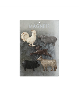 Creative Co-Op Pewter Animal Magnets on Card, Set of 5