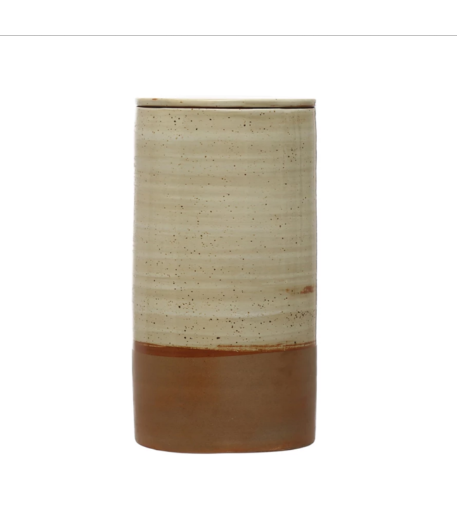 Bloomingville Stoneware Canister, Reactive Glaze, Brown & Cream Color, Large