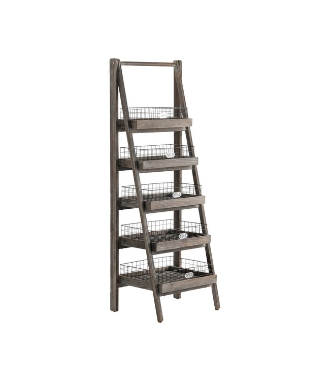 Crestview Collection Hastings 5 Tier Charcoal Grey Angled Etagere with Removable Metal Baskets