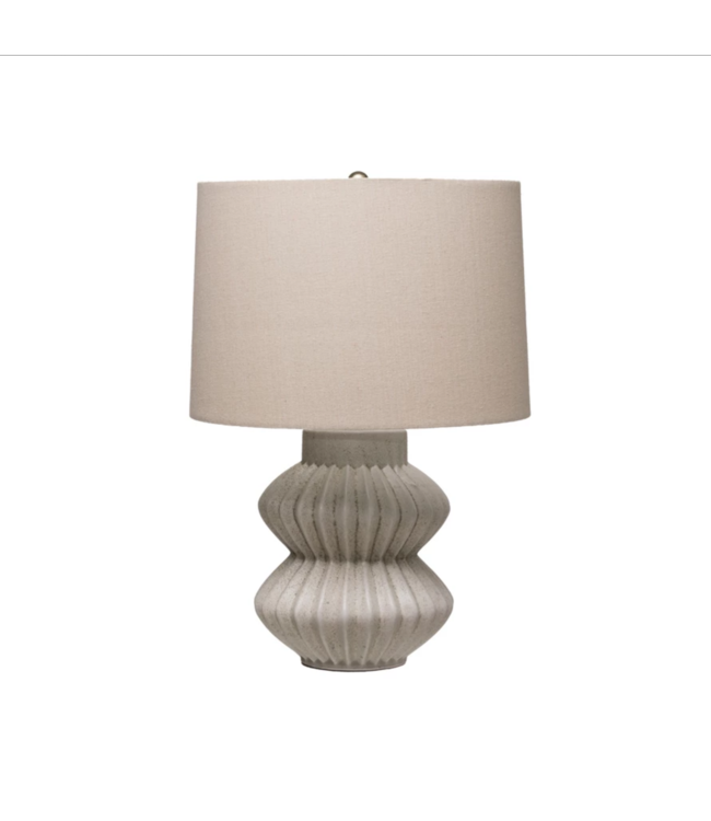 Bloomingville Distressed Table Lamp with Linen Shade