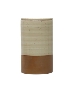 Bloomingville Stoneware Canister, Reactive Glaze, Brown & Cream Color, Small