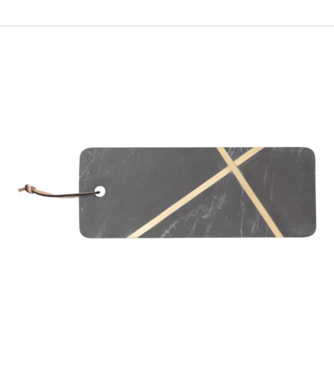 Bloomingville Marble Cutting Board with Brass Inlay, Leather Tie