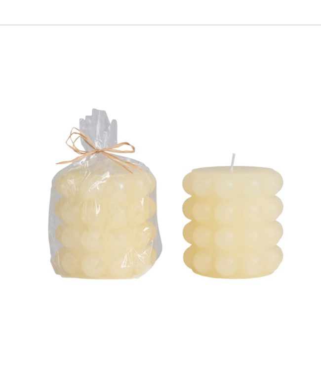 Creative Co-Op Unscented Hobnail Pillar Candle, Cream