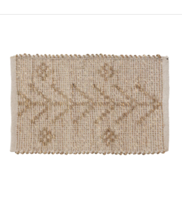 Creative Co-Op Two-Sided Hand-Woven Seagrass & Cotton Placemat w/ Design